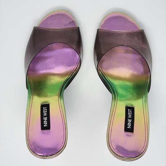 Nine West Iridescent Ido Heeled Slide Sandals - Picture 2 of 13